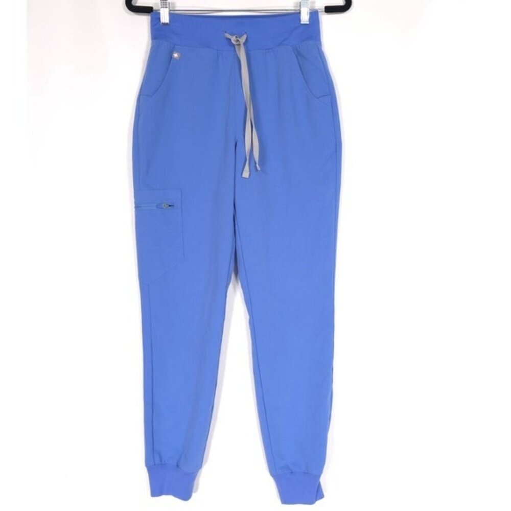 FIGS Technical Collection Jogger Scrub‎ Pants XS Blue Zip Cargo Pocket